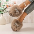 thumbnail image 5 of uublik Women's Fuzzy Slippers Cute Bow House Slippers for Women Soft Cozy Indoor Outdoor Lightweight House Shoes, Khaki, 5 of 7