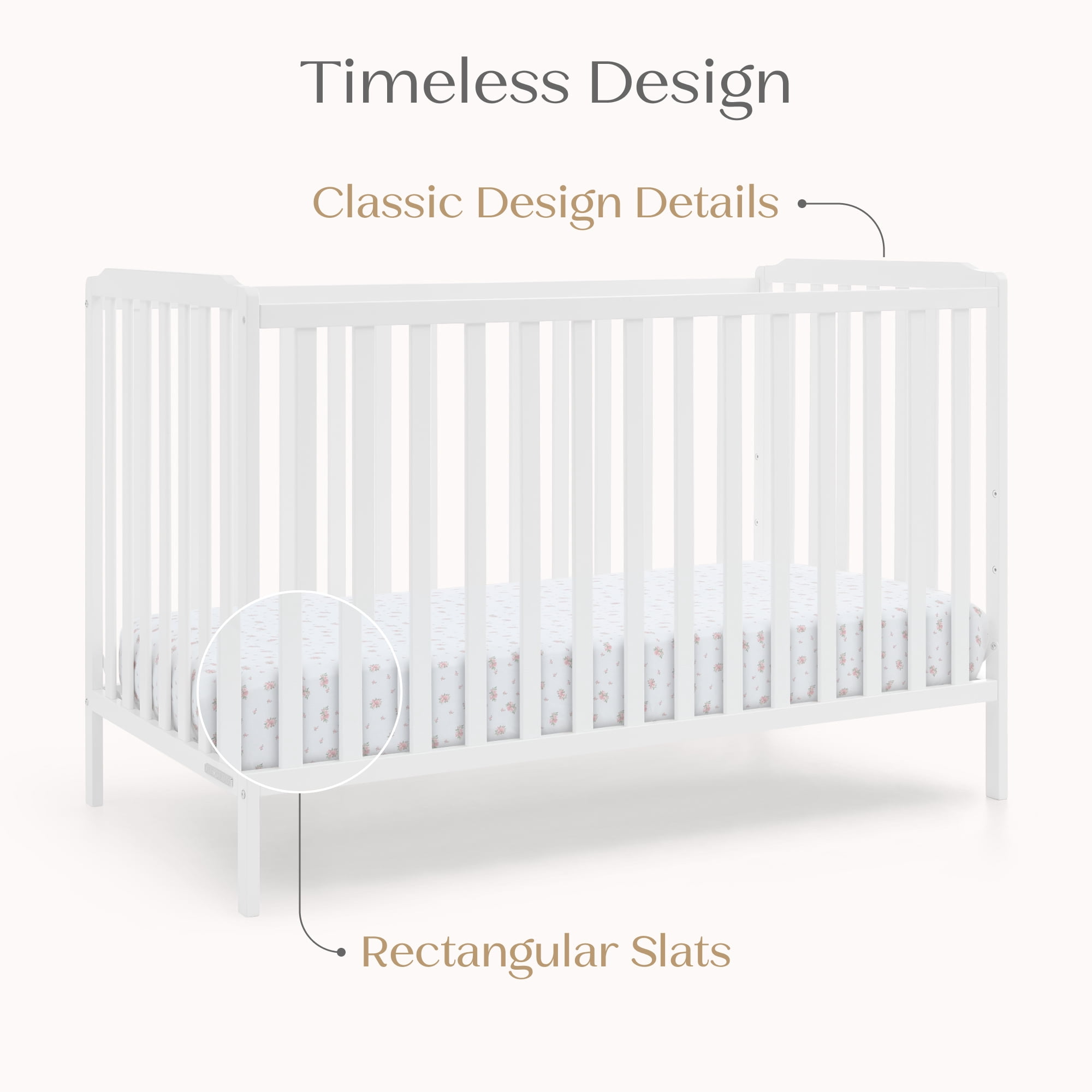 Delta Children Emmie 4-in-1 Convertible Crib - Converts from Baby Crib to Toddler Bed, Daybed and Sofa Bed, Fits Standard Full-Size Crib Mattress, White