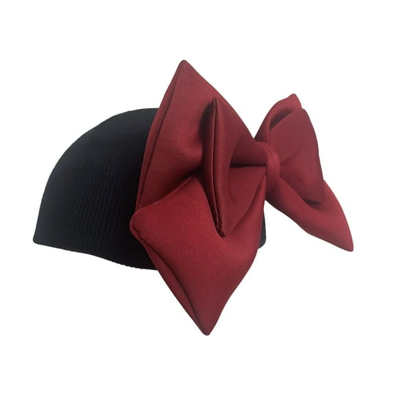 Vsenkes Bow Ski Helmet Cover for Women Girls Cartoon Cute Outdoor Sports Soft Winter Black Hat