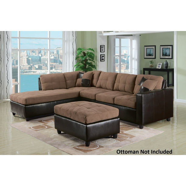 Espresso Bycast Pu Leather Upholstery, Milano Leather 2 Piece Chaise Sectional Sofa