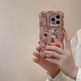 thumbnail image 5 of for iPhone 13 Pro Max Case 6.7 Inch Cute Wave Pattern Aesthetic Phone Case 3D Curly Wavy Shape Plating Glitter Bling for Women Girls Soft Bumper Silicone Shockproof Case, Plated Pink, 5 of 12