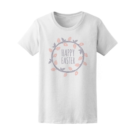 Happy Easter Cute Floral Wreath T-Shirt Women -Image by Shutterstock, Female Small