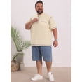 thumbnail image 2 of DARING DIVA Men's Big Tall Contrast Trim Button Down Short Sleeve Shirts 3XL Khaki, 2 of 7