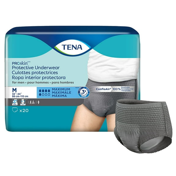 Tena ProSkin Protective Underwear for Men Pull On with Tear Away Seams Medium Disposable Moderate Absorbency, Bag of 20