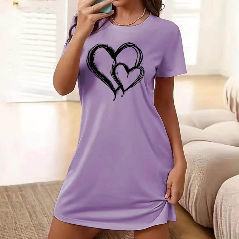 Zkozptok Nightgowns for Women Sleepshirt Short Sleeve Pajama T