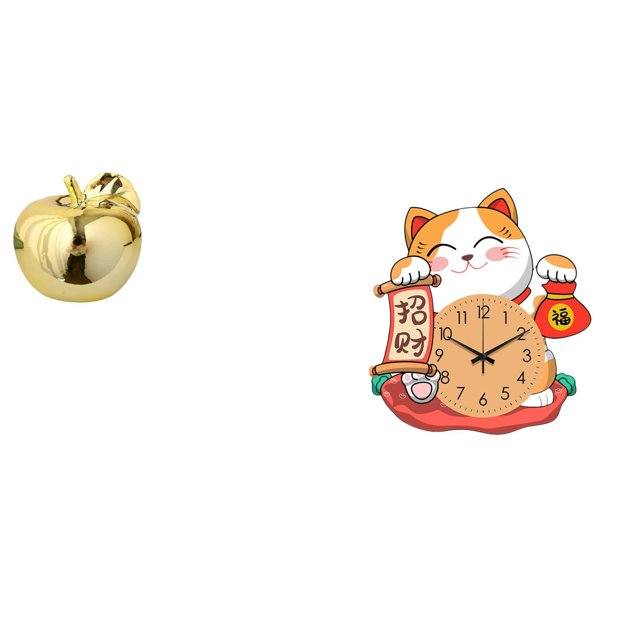 Reloj de pared con escultura de fruta, estatua decorativa, silencioso, sin , con forma de gato. Adorno de cerámica para el hogar, ideal para reg