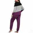 thumbnail image 5 of AINIYS Womens Pjs 2 Piece Crewneck Long Sleeve Pullover Pajamas Cuffed Pants Soft Color Block Sleepwear Casual Loungewear Sets Purple Pajamas for Women _j XXL, 5 of 7