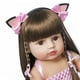 thumbnail image 2 of Muñeca renacida Decdeal 22 pulgadas Reborn Baby Doll Silicona de cuerpo completo Realista Cute Bath Dolls Muñeca de regalo para bebé con diadema de oreja de gato y vestido rosa, 2 of 6