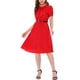 thumbnail image 2 of Vestido Vintage Floral con Cuello Peter Pan para Mujer Inspire Chic, Largo a la Rodilla, Casual, Talla XL, Rojo, 2 of 7