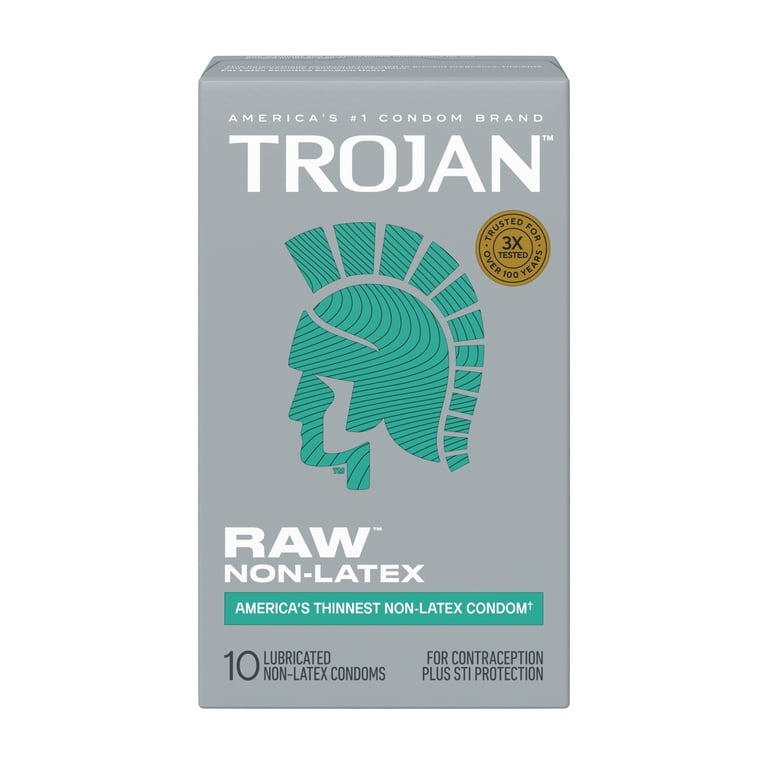 2 pack) Trojan Raw Non-Latex Lubricated Thin Condoms for Men, America's  Thinnest Latex-Free Condom, 10 count