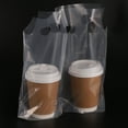 thumbnail image 4 of Clear Plastic Drinking Bags with Handles,100 PCS 12.6" x 11.02 " Double Cup Portable Take Out Bags, 4 of 5