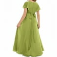thumbnail image 2 of Chiffon Junior Bridesmaid Dress for Girls V-Neck Flower Girl Dress Formal Dresses -Clover-6Y, 2 of 9