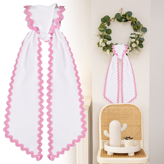 Wreath Sash For Front Door Cotton Wreath Satin Sash Garland Ribbon Accessories WreathSash For Front Door Holiday For Wreaths Yard Doorway Indoor Outdoor Bow Bridal Shower H