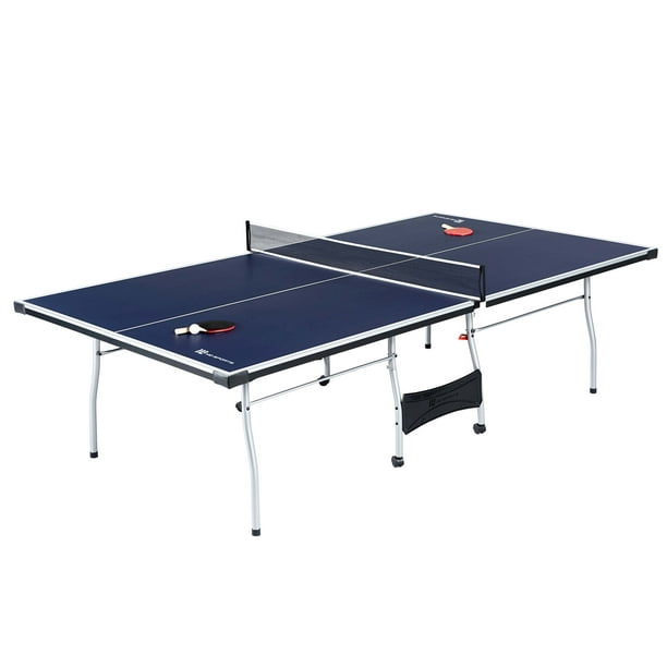 MD Sports Official Size 15mm 4 Piece Indoor Table Tennis, Accessories Included, Fold-Up Design, Blue/White
