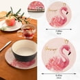 thumbnail image 3 of SKYSONIC 2 pcs Pink Flowers Flamingo Pot Holders Trivets, Heat Resistant Trivets,Watercolor Hand Drawn Cotton Thread Weave Mats for Hot Pads Pans Pot Bowl Teapot, 3 of 7