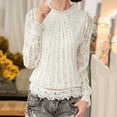 thumbnail image 5 of SHITINN Casual Tops for Women Lace Long High Neck Blouse T-Shirt Ladies Loose Sleeve Autumn Pullover Women's Blouse Short Sleeve Tunic Tops for Women Summer Outfits for Women, 5 of 7