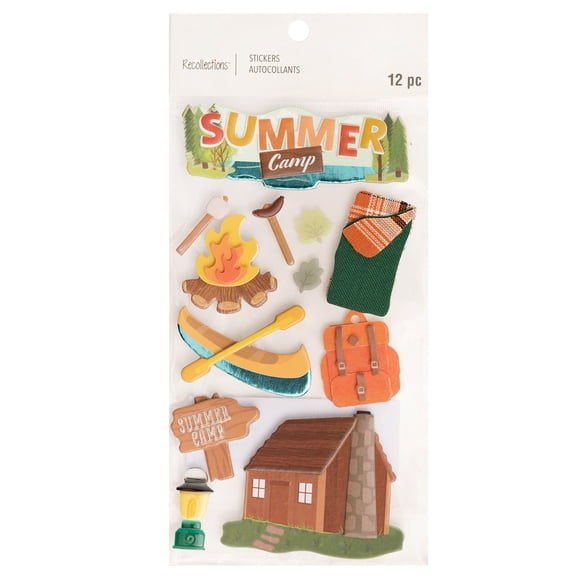 Recollections Summer Camp Stickers, 12 Pack