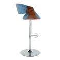 thumbnail image 5 of LumiSource Walnut Wood, Blue Fabric, Chrome Metal Curvo Adjustable Barstool - Set of 2, 5 of 6