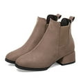 thumbnail image 3 of Ichuanyi Womens Shoes Clearance Women's Medium Tube Round Head Solid Side Pointed Toe Zipper Low Heel Short Boots Shoes, 3 of 9