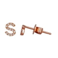 thumbnail image 2 of 14K Solid Rose Gold Natural Diamond Initial 'P' Letter Mix & Match SINGLE Stud Earring (Half Pair), 2 of 4