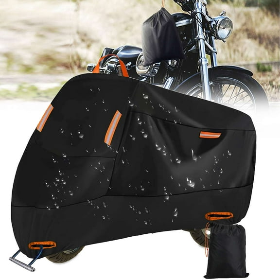 Gustave 300D Motorcycle Cover Outdoor Waterproof Heavy Duty Scooter Motorbike Cover All Season Universal Weather Protection with Night Reflective, Lock-Hole and Storage Bag