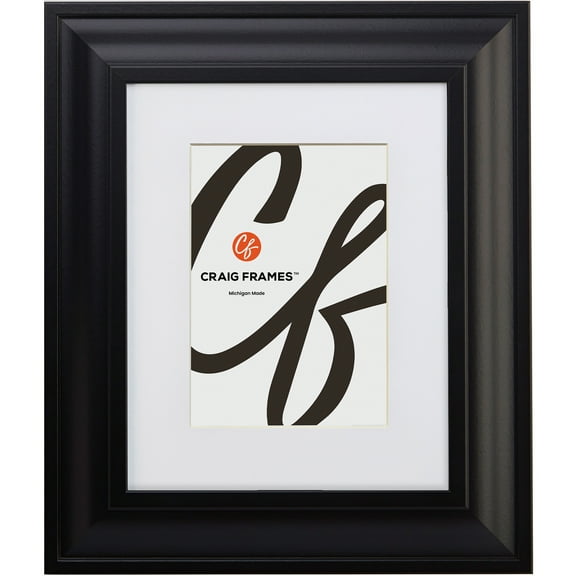 Craig Frames 21834700BK 12 x 15 Inch Satin Black Picture Frame Matted to Display a 8.5 x 11 Inch Photo