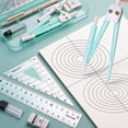 thumbnail image 3 of 9PCS/Set Plastic Multi-Function Set Square Transparent Eraser Mechanical Pencil Ruler Set Pencil Compass Kit Measuring Ruler Protractor PINK, 3 of 8