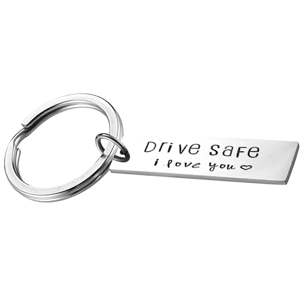 Drive Safe Handsome I Love You Keychain Gift for Trucker Husband Keyring Silver 