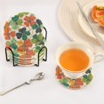 thumbnail image 3 of Yayeee 6 PCS Drink Coasters with Holder Set Woven Absorbent Round Tabletop Hot Pad, White Clover Pattern, 3 of 7
