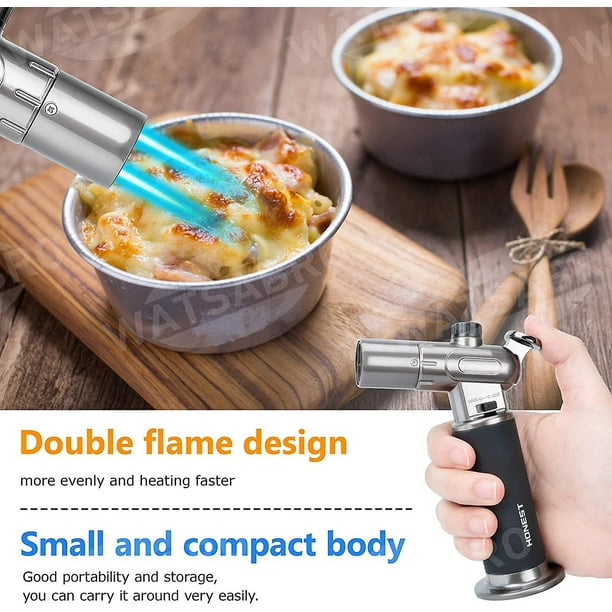 Quemador De Cocina De Doble Flamb Quemador De Gas Butano, Cerradura De Seguridad Y Acero Inoxidable Y Aluminio Para El Hogar Bricolaje Cocina Quemado, Barbacoa, Velas (butano No Incl.. Afortunado Sencillez