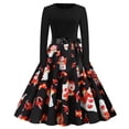 thumbnail image 1 of Navidad mujer Retro estampado Patchwork manga larga noche cuello redondo cremallera fiesta graduación vestido Vintage Fridja nbo1251, 1 of 7