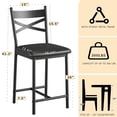 thumbnail image 2 of Sillas de barra modernas con respaldo, taburetes altos con respaldo tapizados en cuerina, estructura metálica resistente y reposapiés cómodo, ideales para cocina, isla, comedor o cafetería, 2 of 7