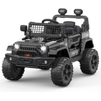 Jojoka 12V Ride on Truck Car for Kids, Battery Powered Electric Toys Vehicles with Parent Remote Control, Spring Suspension, LED Lights, Bluetooth, 2 Speeds, for 3-8 Years Old, Black