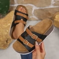 thumbnail image 5 of Slide Sandals for Women Plus-Size Wide Width Breathable Open Toe | Buckle Strap Beach Pool Slippers Thick Soft Sole, #1Black-36, 5 of 8