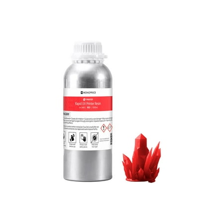 Monoprice Rapid UV 3D Printer Resin 1000ml - Red | Compatible with All UV Resin Printers DLP, Laser, or