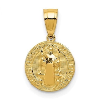 10k Yellow Gold Saint Benedict Medal Pendant - Oval Medalla De San Benito
