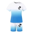 thumbnail image 5 of FUZHIQ Summer Beach Vacation Men's Gradient 2 Piece T-Shirt Shorts Set Tree Print Casual Loose Fit Crewneck Short Sleeve Daily Travel Outdoor Hawaiian Outfit,S, 5 of 5