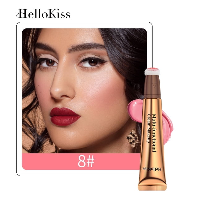 8# Multi-Functional Liquid Blush Stick by Hellokiss - Quick-Drying, Long-Lasting, Skin-Friendly Formula with Pearl Shimmer for Natural Highlighting & Contouring - Compact, Lightweight 15ml