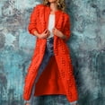 thumbnail image 4 of Qetyuw Womens Knit Long Cardigan Balls Shape Long Sleeve Open Front Cardigans Coat Loose Fit Casual Coats, 4 of 4