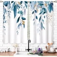 thumbnail image 3 of Blue Eucalyptus Kitchen Curtains, Plant Window Treatment, Leaf Botanical Plant Small Cafe Short Window Curtains for Bathroom Dining Room, Nature Floral Treatment Drapes 27.5x39 inch, 3 of 6