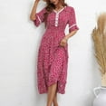 thumbnail image 7 of Summer Dresses for Womens 2025 Plus Size Fashion Fallow Short Sleeve V-Neck Lace Button Dress, 7 of 7