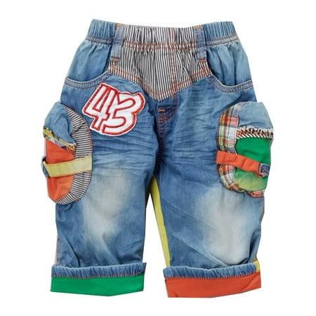 Rock'nStyle Boys Blue Multi Color Patch Folded Cuff Denim (Best Mens Summer Shoes With Shorts)