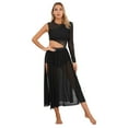 thumbnail image 1 of Alvivi Costume de Danse Lyrique pour Femmes Robe Justaucorps Fendue en Maille Transparente Danse Moderne Noir TTG, 1 of 7