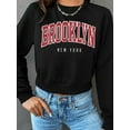 thumbnail image 3 of Arvbitana Women's Cropped Sweatshirts Letter Print Pullovers Crew Neck Jumpers Long Sleeve Workout Crop Tops Fall Winter Casual Clothes Streetwear, 3 of 5