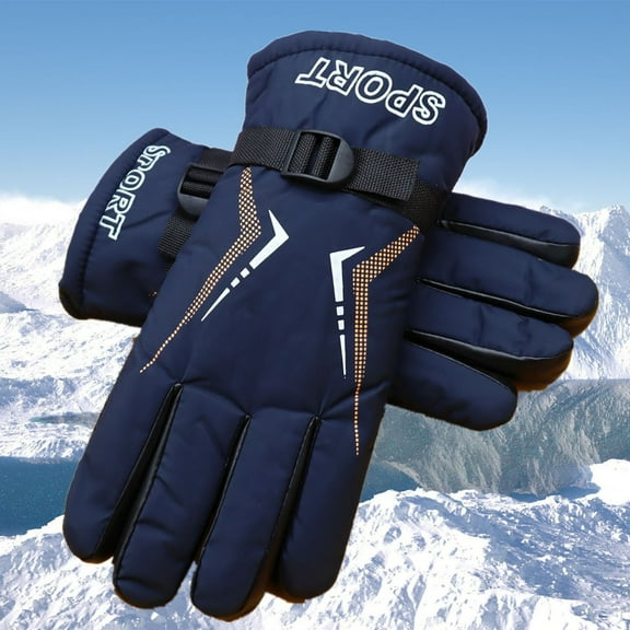 Touchscreen Thermal Ski Gloves for Men & Women, Water-Resistant for Running, Cycling & Outdoor Five-Finger Activities B