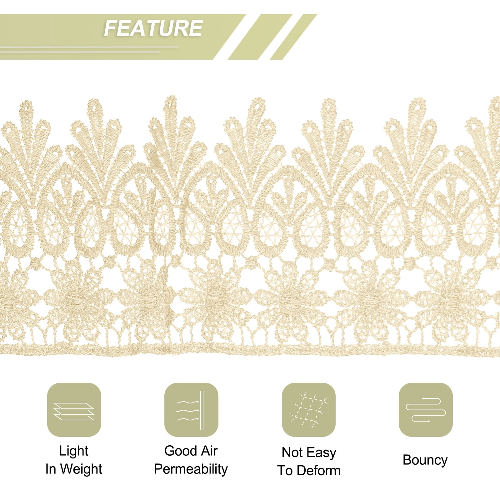 Uxcell 3.14 inch Wide 5 Yard Lace Ribbon Floral Pattern Cream White Embroidered Lace Trim for Sewing Making, Gift Wrapping