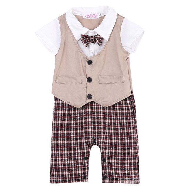 Fortune Baby Boy Romper Gentleman Jumpsuit One Piece Formal Party Bodysuit