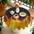 thumbnail image 4 of 60 Inch Round Lace Tablecloth Water Resistant Washable, Fire Hot Print, 4 of 5