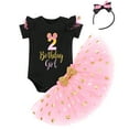 thumbnail image 3 of IBTOM CASTLE Toddler Girls 1st 2nd 3rd Birthday Outfit Princess Polka Dots Ruffle Tutu Skirt Mouse Headband Cake Smash Party Clothes Set 2 Years Black + Pink, 3 of 8