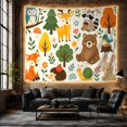 thumbnail image 6 of Woodland Animal Pattern on Beige Background, Playful Illustration for Wildlife Lovers, Nature Wall Decor, Housewarming Gift, Tapestry Wall Hanging for Nursery and Playroom, 6 of 7